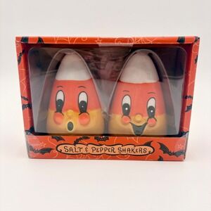 Johanna Parker Halloween Candy Corn Salt and Pepper Shaker Set Ceramic New Box